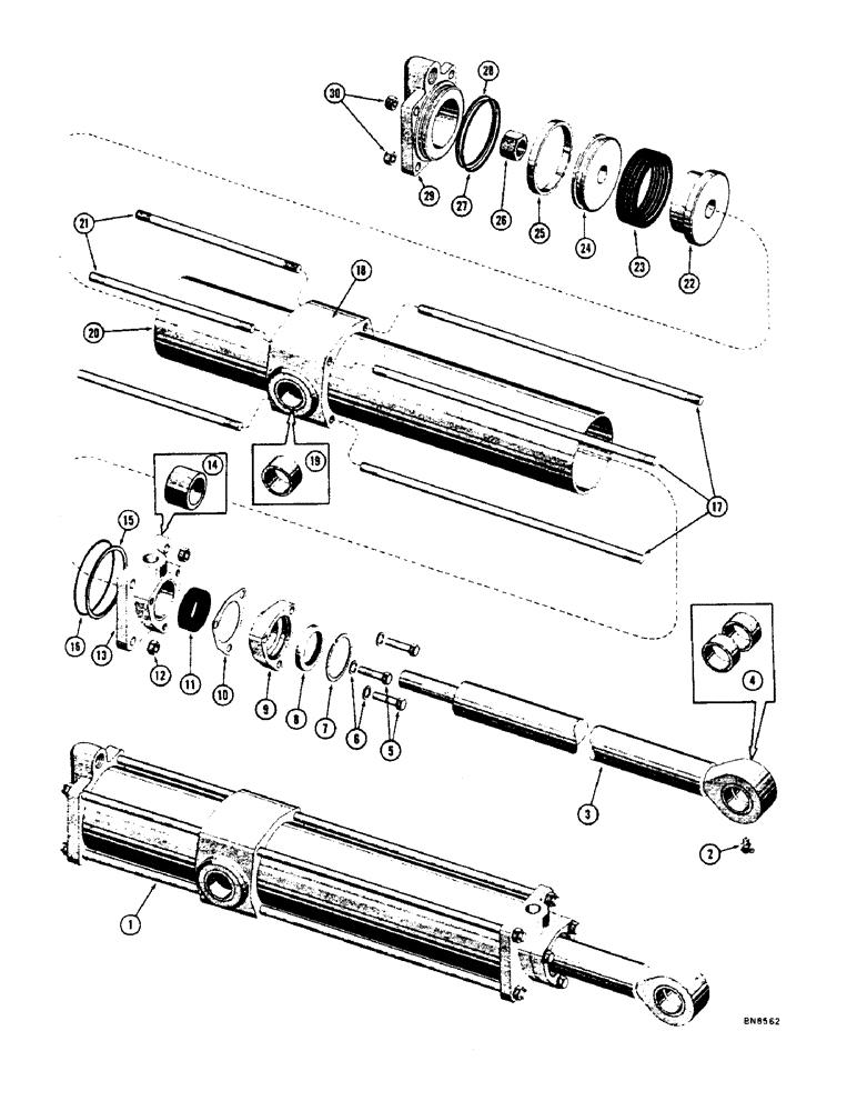 Схема запчастей Case 1000 - (262) - R13565 REAR HINGE LOADER LIFT HYDRAULIC CYLINDER (07) - HYDRAULIC SYSTEM