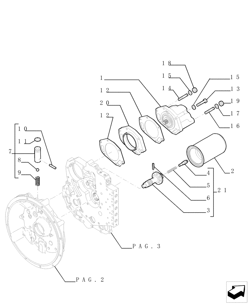 Схема запчастей Case TX742 - (1.28.A[07]) - TRANSMISSION - COMPONENTS (21) - TRANSMISSION