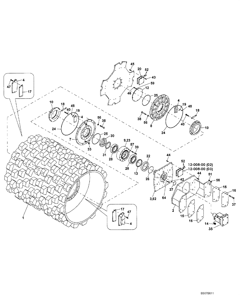 Схема запчастей Case SV216 - (12-011-00[01]) - CHASSIS - PAD FOOT DRUM (GROUP 13) (ND122693) (09) - CHASSIS/ATTACHMENTS