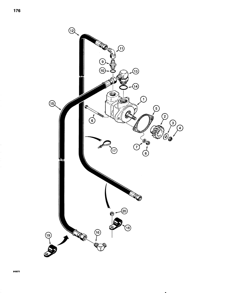 Схема запчастей Case 1080 - (176) - HYDRAULIC CIRCUIT FOR CONTROLS, HYDRAULIC PUMP AND LINES - CASE ENGINE (35) - HYDRAULIC SYSTEMS