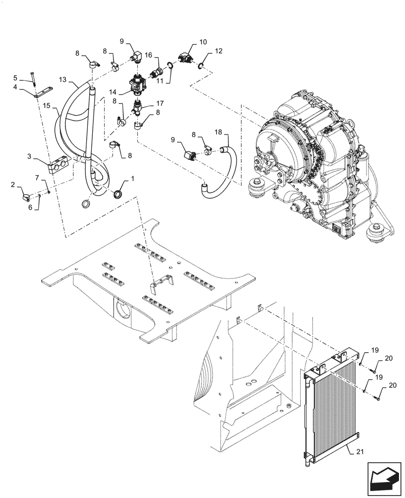 Схема запчастей Case 721F - (21.109.01) - HYDRAULICS - TRANSMISSION 4 AND 5-SPEED (21) - TRANSMISSION