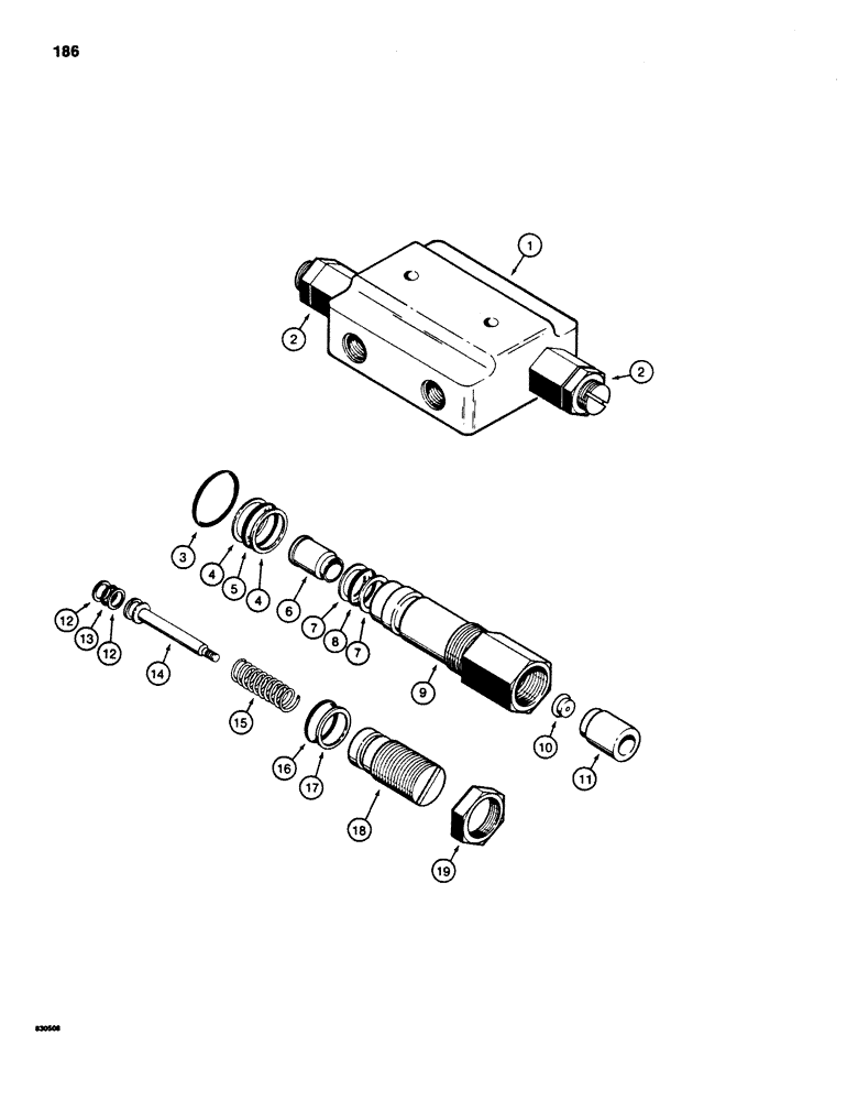 Схема запчастей Case 880D - (186) - S236820 SWING CROSSOVER RELIEF VALVE (07) - HYDRAULIC SYSTEM
