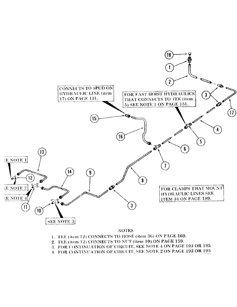 Схема запчастей Case 120 - (205) - DRAIN CIRCUIT, CLUTCH, HAND AND FOOT CONTROL, USED ON UNITS WITH SERIAL NO. 65521 THRU 6287228) (35) - HYDRAULIC SYSTEMS