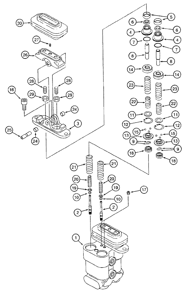 Схема запчастей Case 9050B - (8-156) - PEDAL OPERATED REMOTE CONTROL VALVE, DOUBLE SECTION (08) - HYDRAULICS