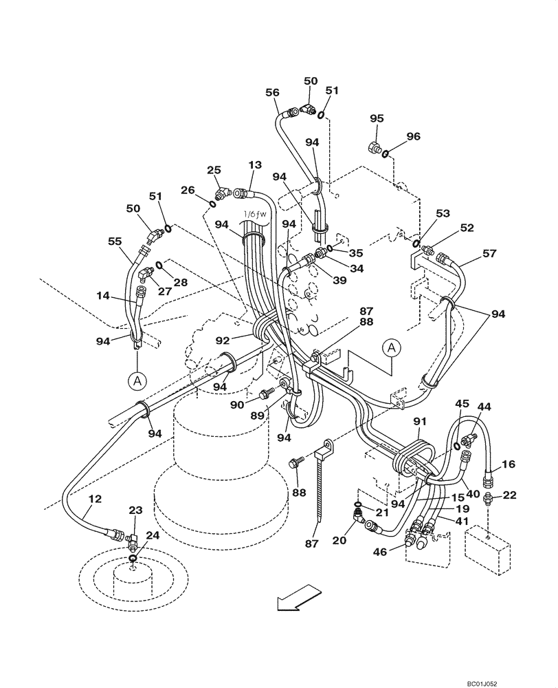 Схема запчастей Case CX290 - (08-45) - HYDRAULICS - PILOT PRESSURE, RETURN LINES (08) - HYDRAULICS