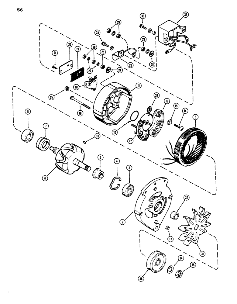Схема запчастей Case 450 - (056) - R30818 ALTERNATOR, 207 DIESEL ENGINE (06) - ELECTRICAL SYSTEMS