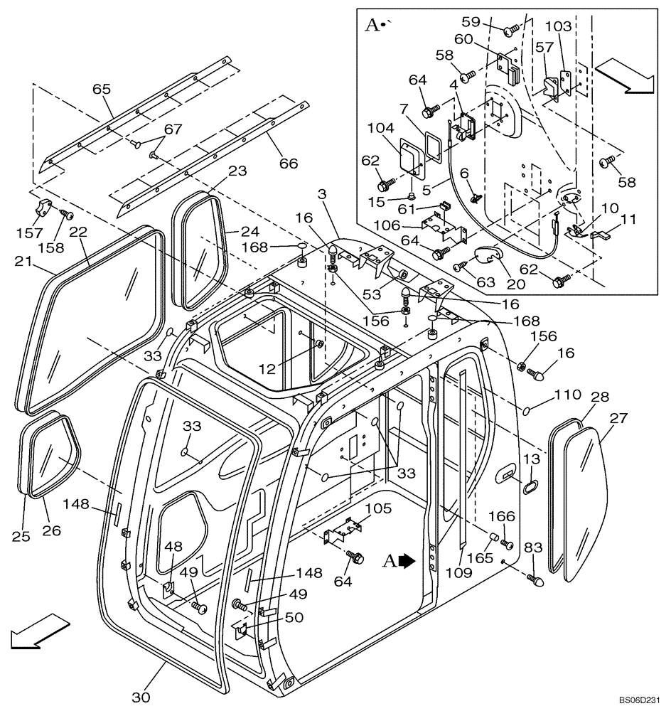 Схема запчастей Case CX330 - (09-029-00[01]) - CAB - GLASS (09) - CHASSIS