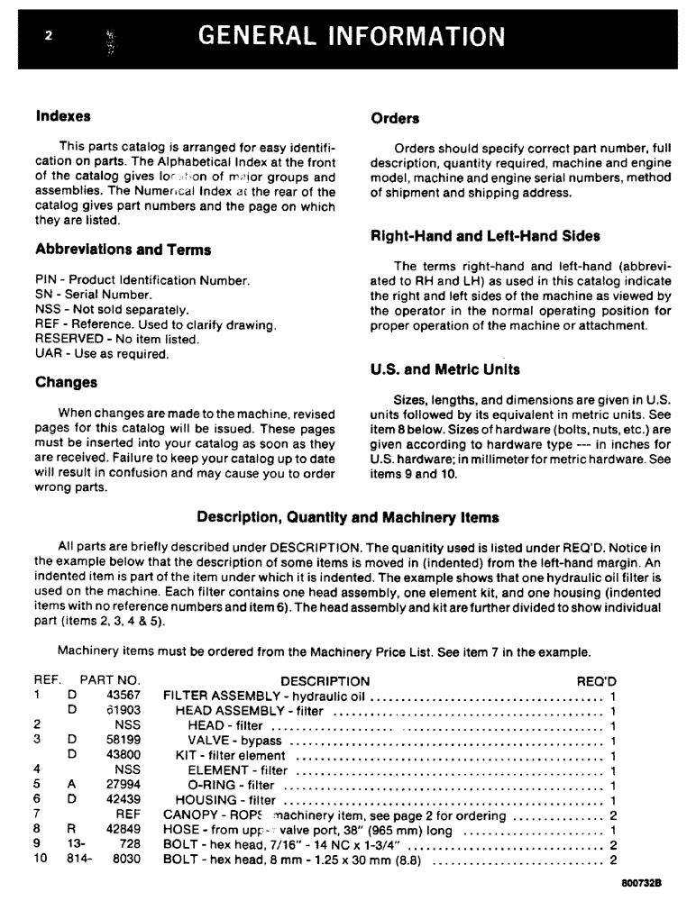 Схема запчастей Case 880D - (002) - GENERAL INFORMATION (00) - GENERAL