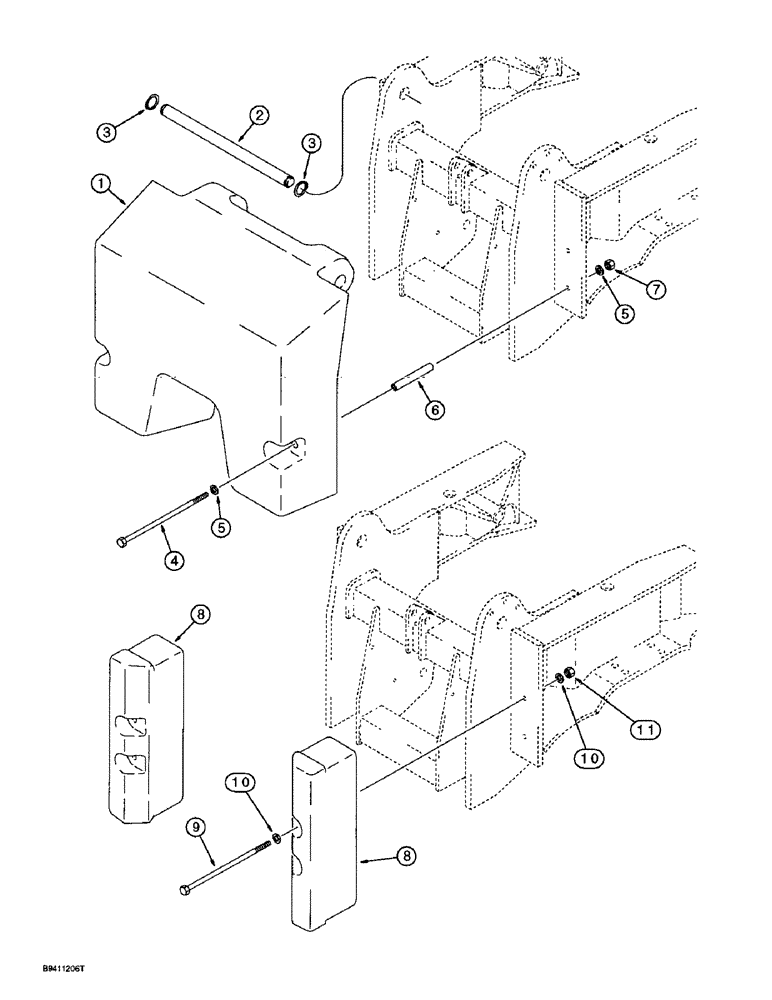 Схема запчастей Case 580L - (9-076) - REAR COUNTERWEIGHTS, 570LXT MODELS (09) - CHASSIS/ATTACHMENTS