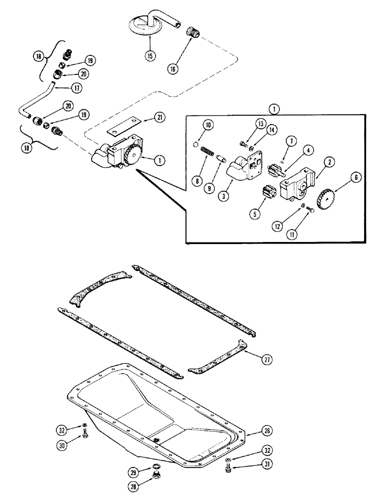 Схема запчастей Case 680CK - (051A) - OIL PUMP, (251) SPARK IGNITION ENGINE, USED PRIOR TO ENG. S.N. 2202205 (10) - ENGINE
