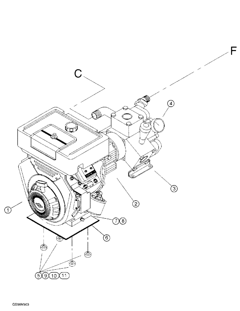 Схема запчастей Case BPG335 - (9-08) - INJECTOR PUMP AND ENGINE 