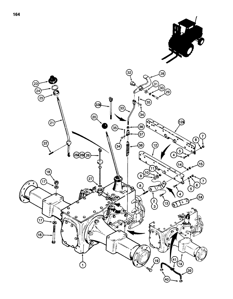 Схема запчастей Case 586D - (164) - TRANSAXLE AND DIFFERENTIAL LOCK, FOUR WHEEL DRIVE MODELS (27) - REAR AXLE SYSTEM