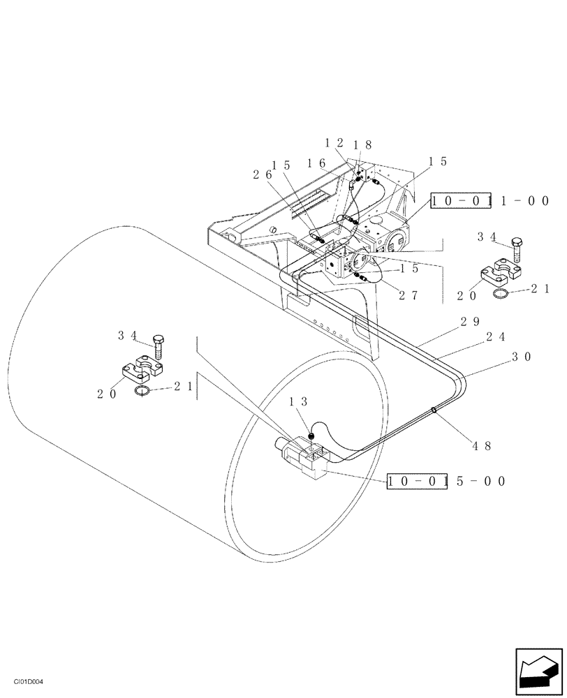 Схема запчастей Case SR15 - (10-002-00[01]) - HYDRAULIC CIRCUIT - VIBRATION (08) - HYDRAULICS