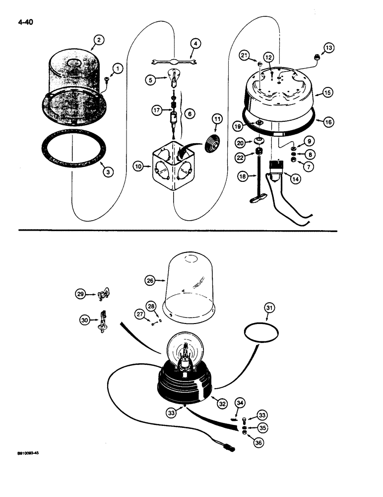 Схема запчастей Case 680L - (4-40) - ROTATING BEACONS (04) - ELECTRICAL SYSTEMS