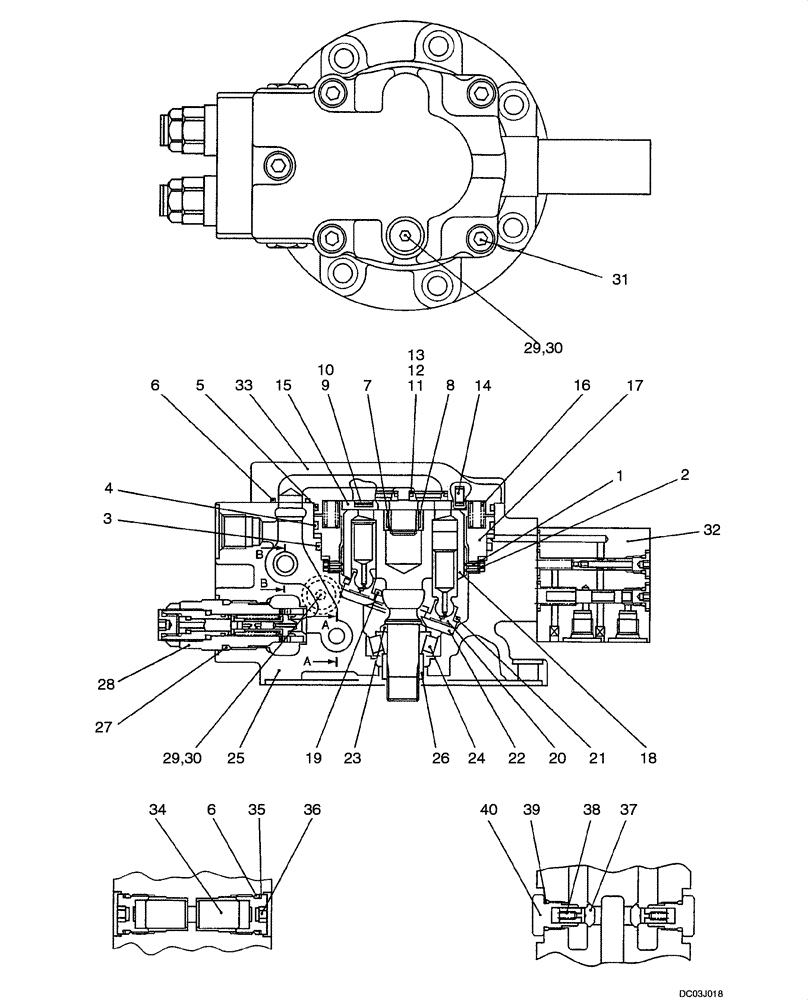 Схема запчастей Case CX47 - (08-30[00]) - MOTOR ASSY, SWING (PY15V00010F1) (08) - HYDRAULICS