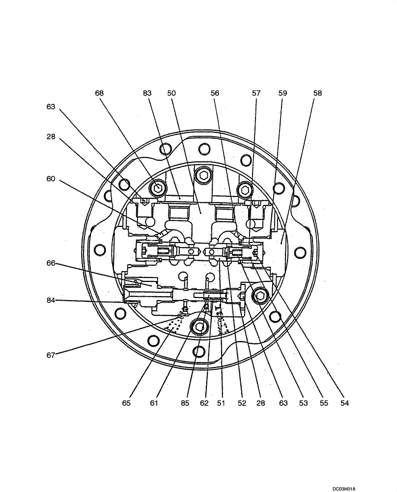 Схема запчастей Case CX25 - (06-03[00]) - MOTOR - TRACK DRIVE UPPER SECTION (06) - POWER TRAIN