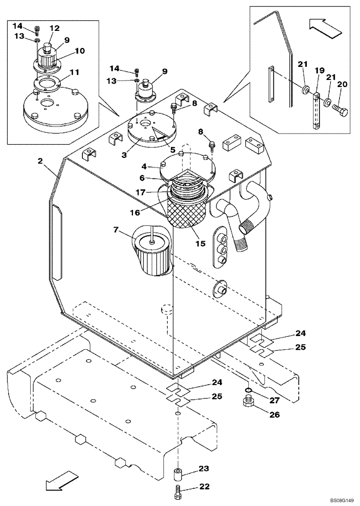 Схема запчастей Case CX470B - (08-01) - HYDRAULIC RESERVOIR (08) - HYDRAULICS