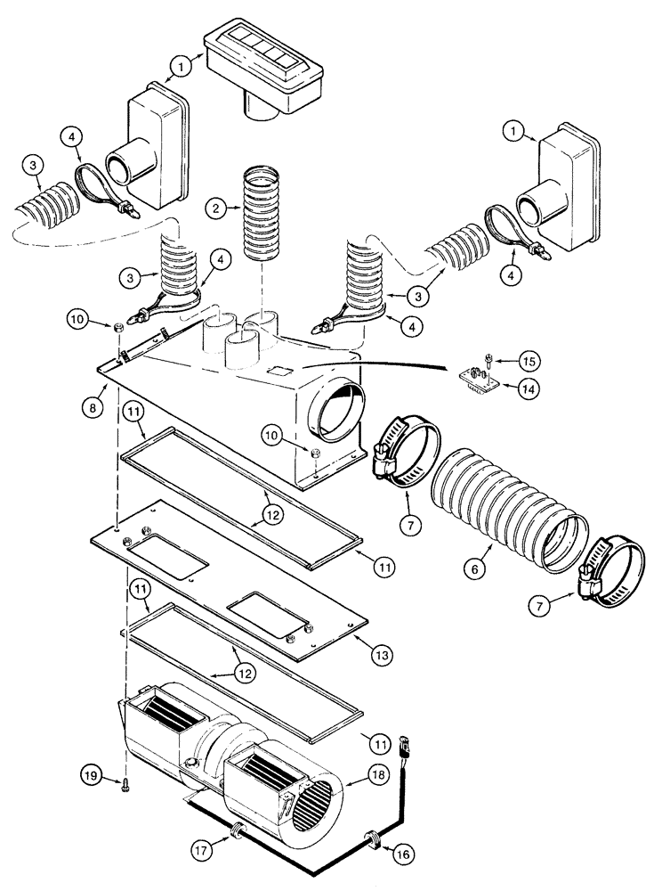 Схема запчастей Case 921B - (9-060) - HEATING AND AIR CONDITIONING PLENUM (09) - CHASSIS/ATTACHMENTS