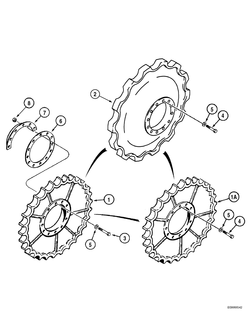 Схема запчастей Case 1150H_IND - (05-03) - SPROCKET, TRACK (11) - TRACKS/STEERING