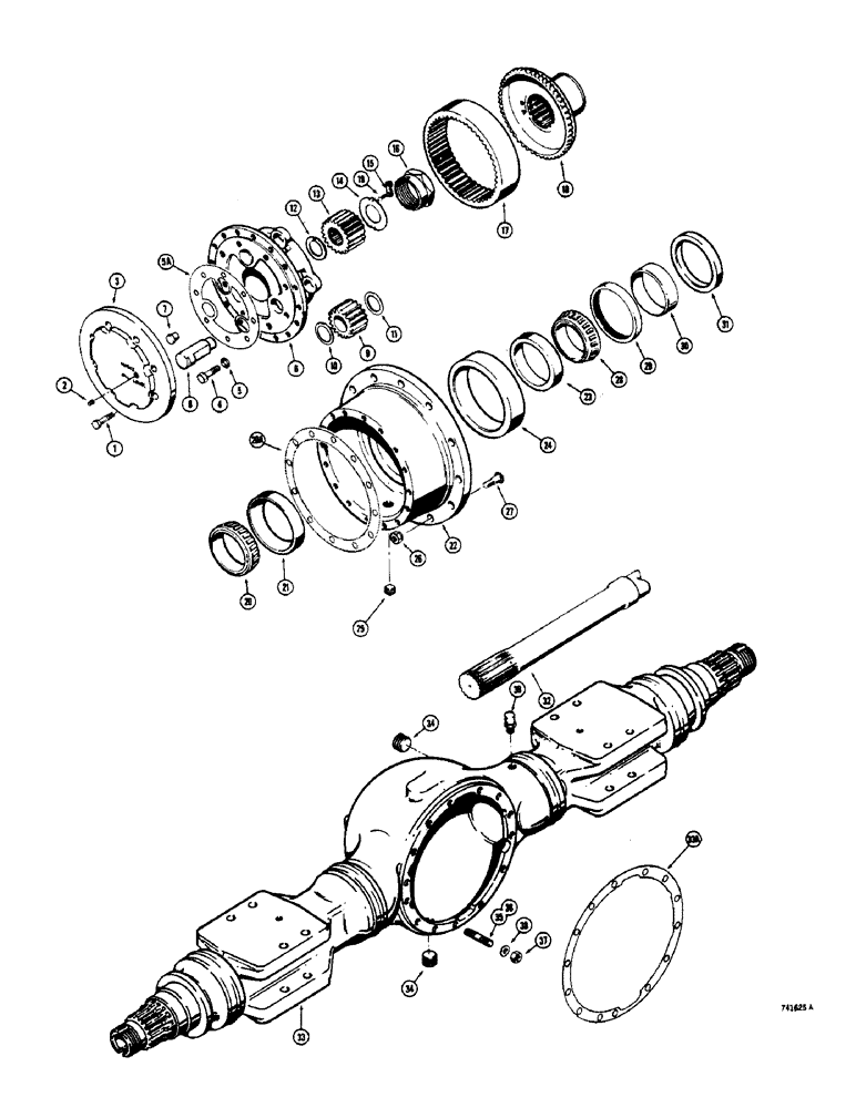 Схема запчастей Case 600 - (192) - PRM158 AXLE AND PLANETARY (03) - TRANSMISSION