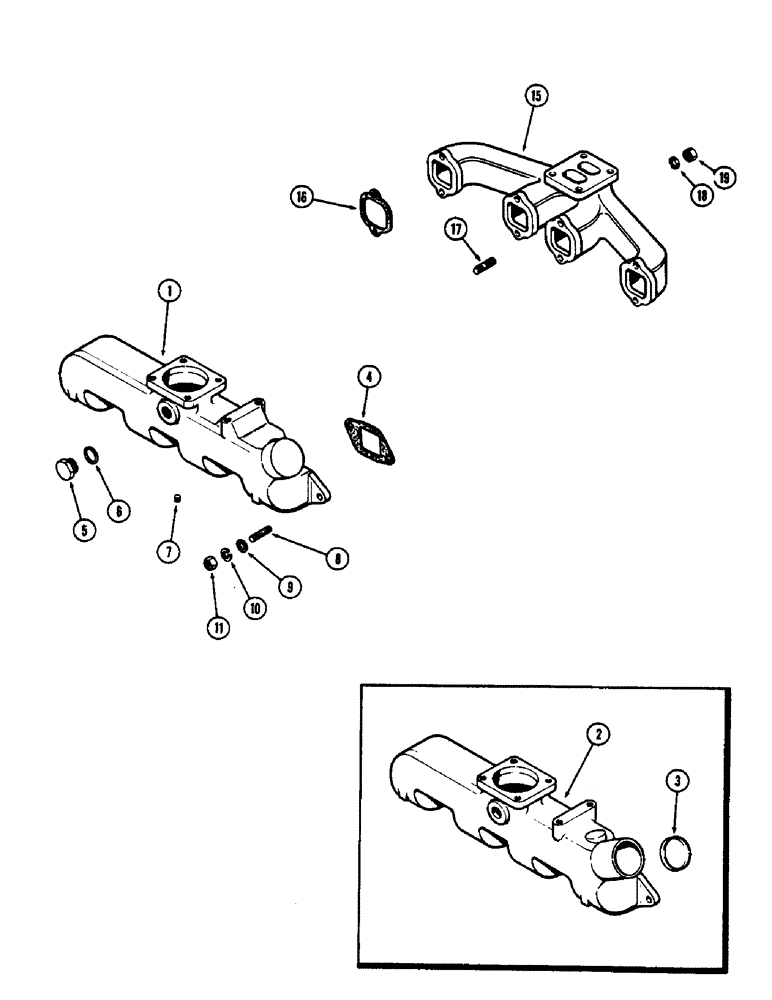 Схема запчастей Case 825 - (020) - MANIFOLDS, (336BDT) DIESEL ENGINE, INTAKE MANIFOLD (01) - ENGINE