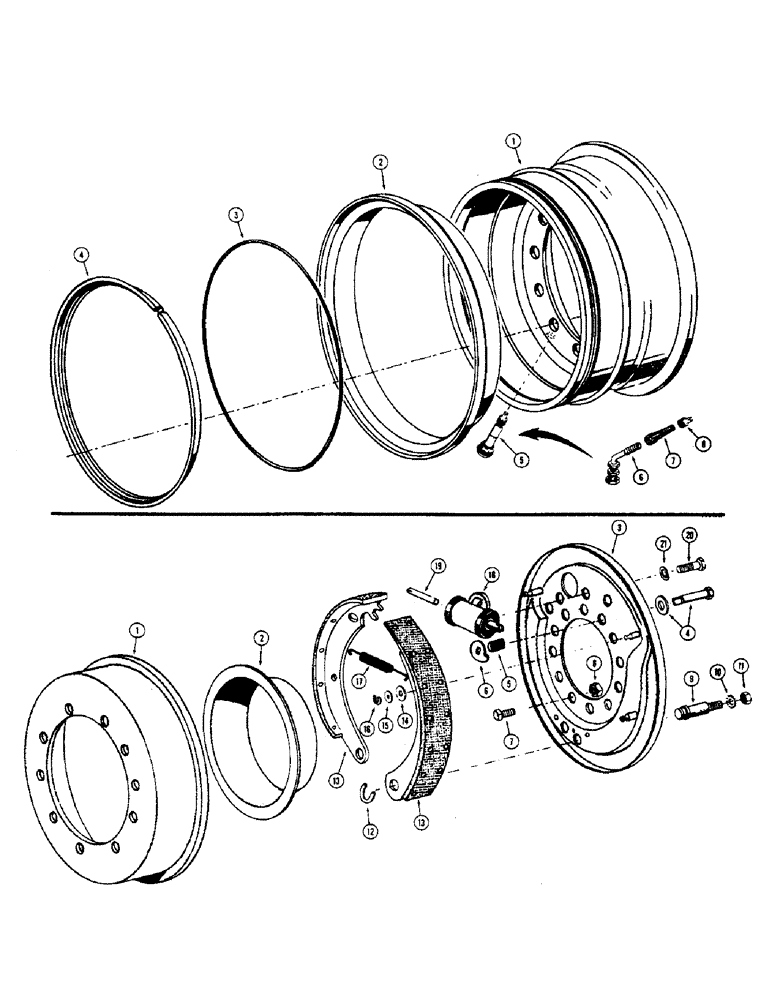 Схема запчастей Case W7E - (186) - DRIVE WHEEL, BRAKE DRUM ASSEMBLY (06) - POWER TRAIN