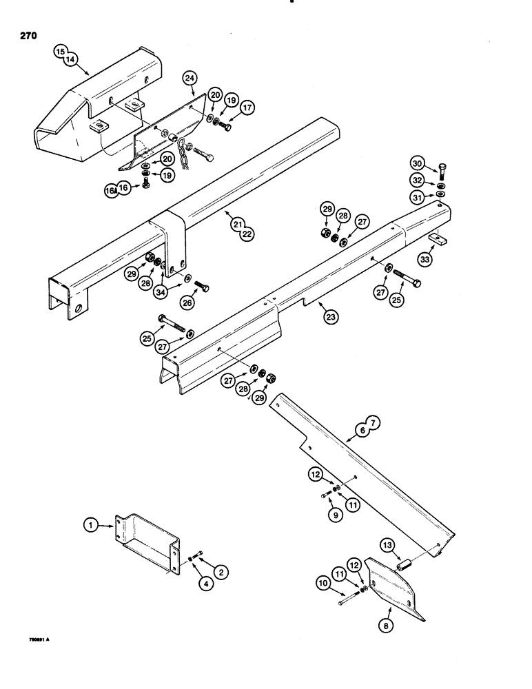Схема запчастей Case 1150C - (270) - ANGLE TILT PITCH HYDRAULIC GUARDS (08) - HYDRAULICS