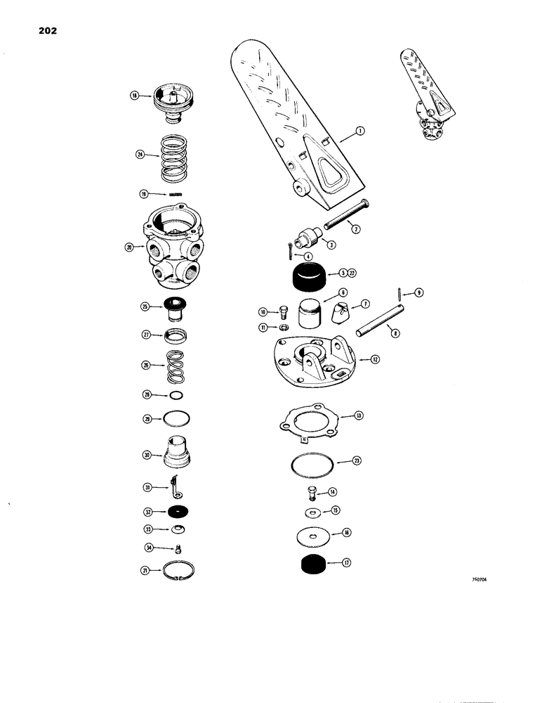 Схема запчастей Case W24B - (202) - L73042 TREADLE AND BRAKE VALVE (07) - BRAKES