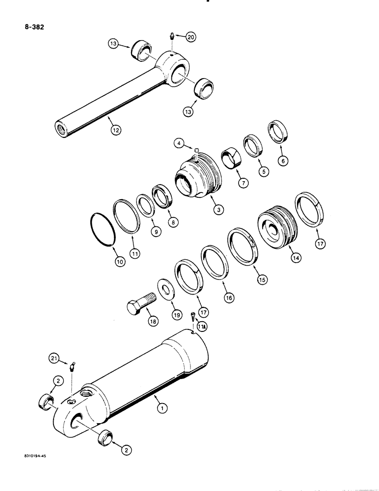 Схема запчастей Case 1450B - (8-382) - RIPPER CYLINDERS (08) - HYDRAULICS