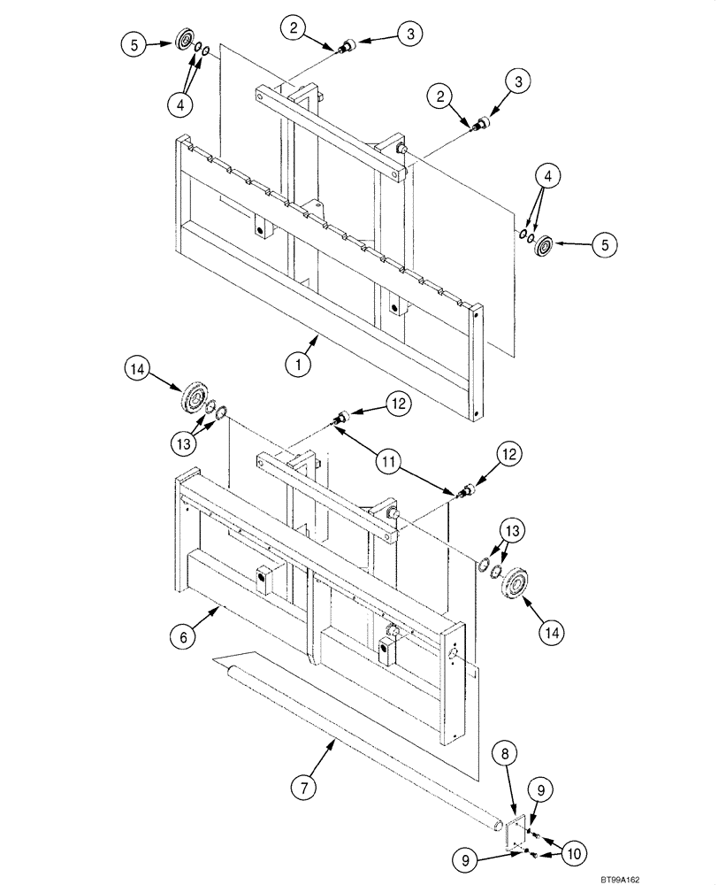 Схема запчастей Case 585G - (09-09) - MAST, HOOK AND SHAFT FRAME - 5000/6000 LB (09) - CHASSIS