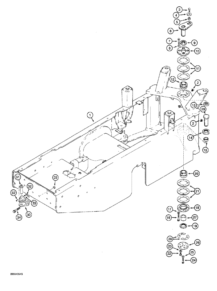 Схема запчастей Case 921 - (9-014) - REAR FRAME AND PIVOT (09) - CHASSIS/ATTACHMENTS