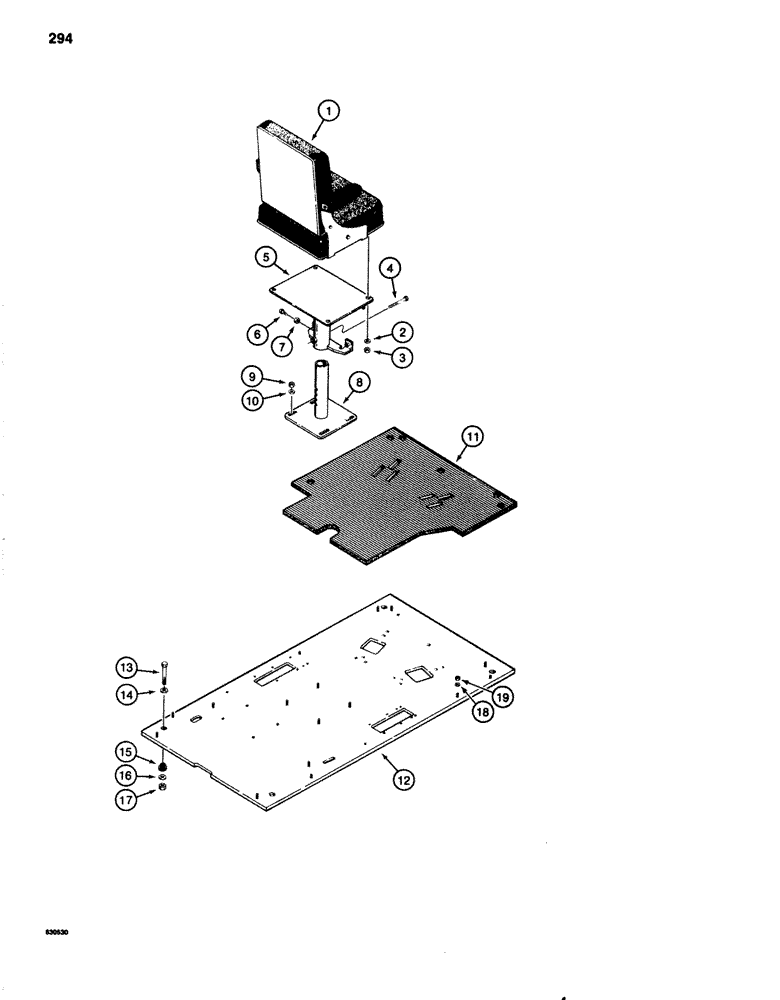 Схема запчастей Case 1080 - (294) - SEAT, SEAT MOUNTING, AND FLOOR PLATE (90) - PLATFORM, CAB, BODYWORK AND DECALS