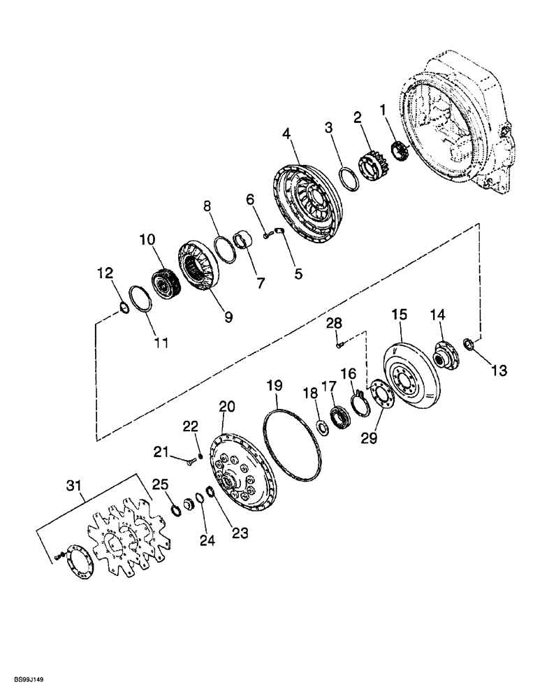 Схема запчастей Case 689G - (06-38) - TRANSMISSION COMPONENTS, IMPELLER AND TURBINE (06) - POWER TRAIN