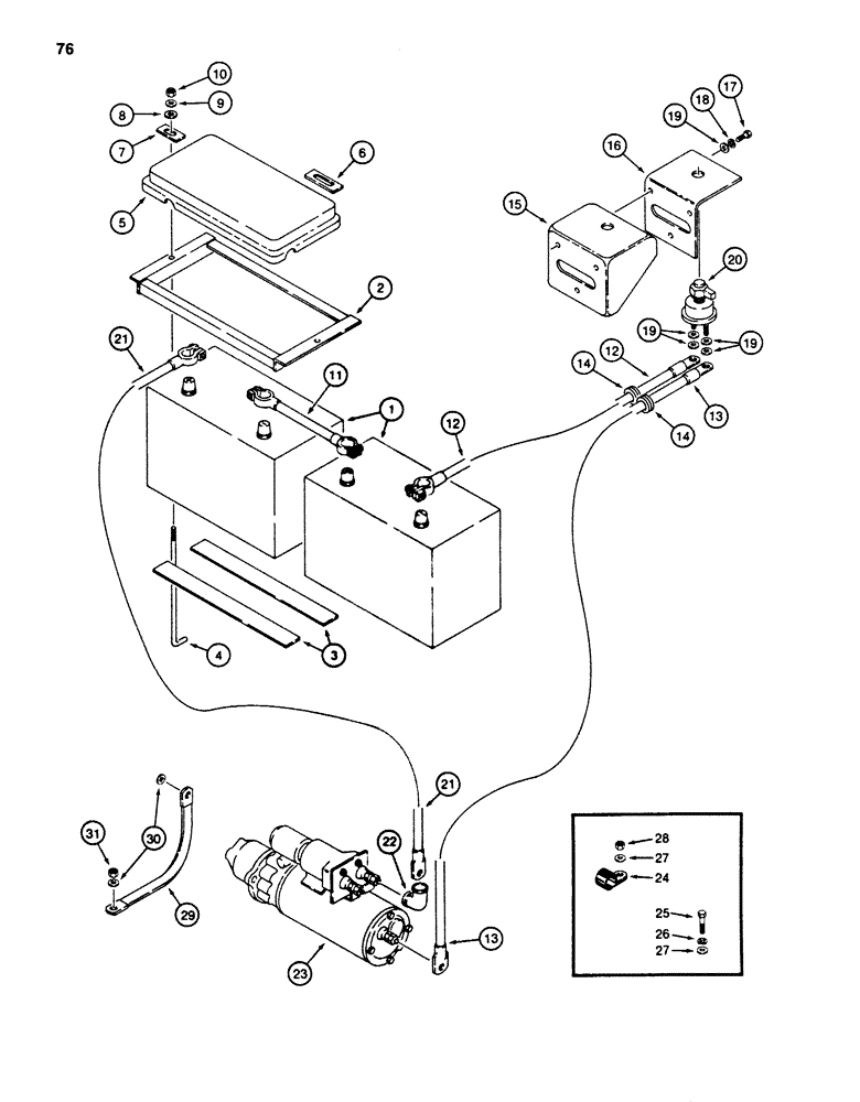 Схема запчастей Case 880D - (076) - BATTERIES, BATTERY MOUNTING, AND CABLES (06) - ELECTRICAL SYSTEMS