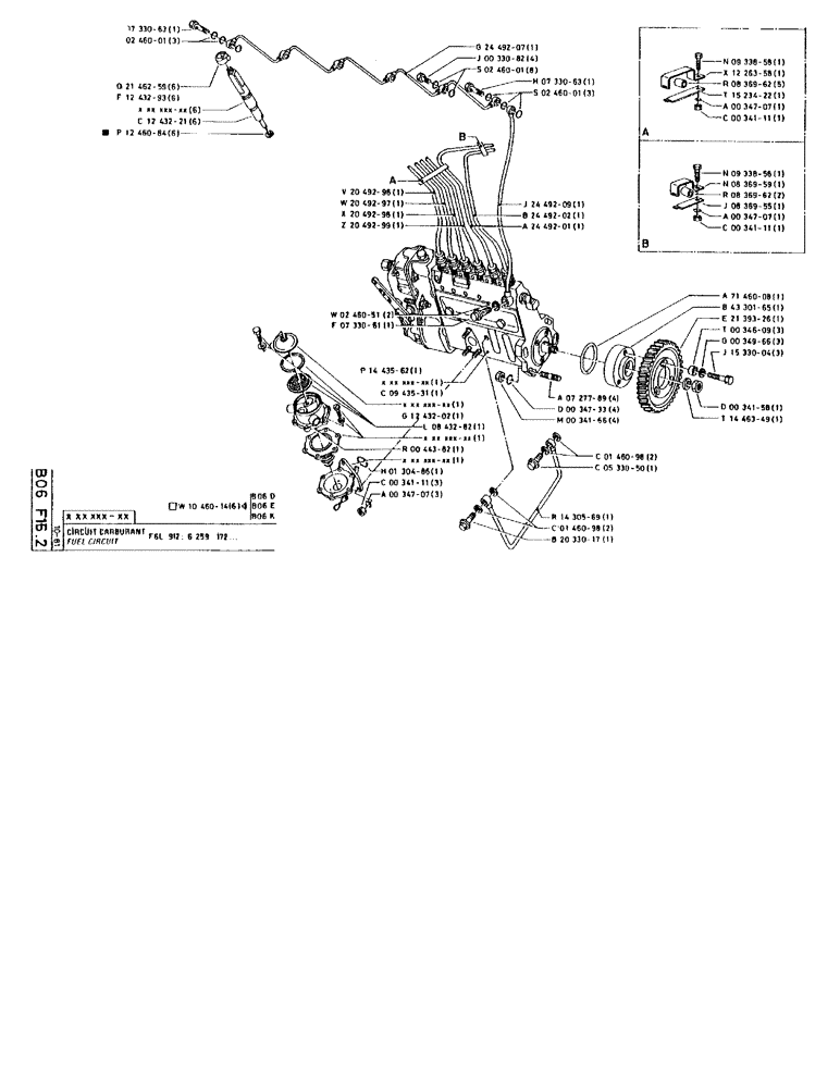 Схема запчастей Case 90BCL - (136) - FUEL CIRCUIT F6L 912: 6 259 172 (01) - ENGINE