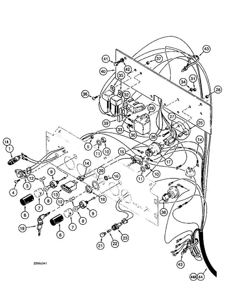 Схема запчастей Case 550E - (4-14) - INSTRUMENT PANEL WIRING (04) - ELECTRICAL SYSTEMS