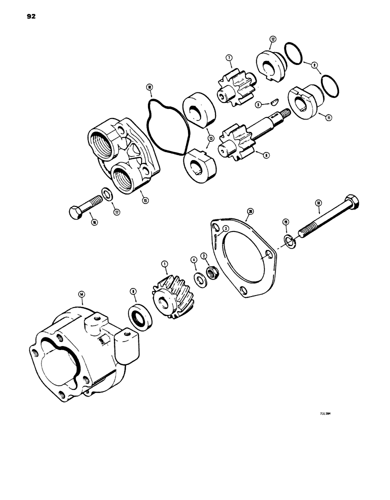 Схема запчастей Case 450 - (092) - TORQUE CONVERTER PUMP AND MOUNTING (03) - TRANSMISSION