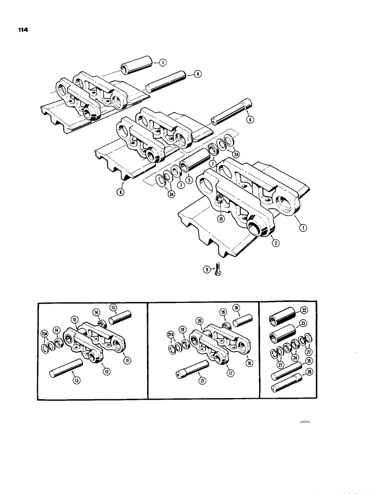 Схема запчастей Case 850 - (114) - TRACK CHAIN - 6 ROLLER (04) - UNDERCARRIAGE