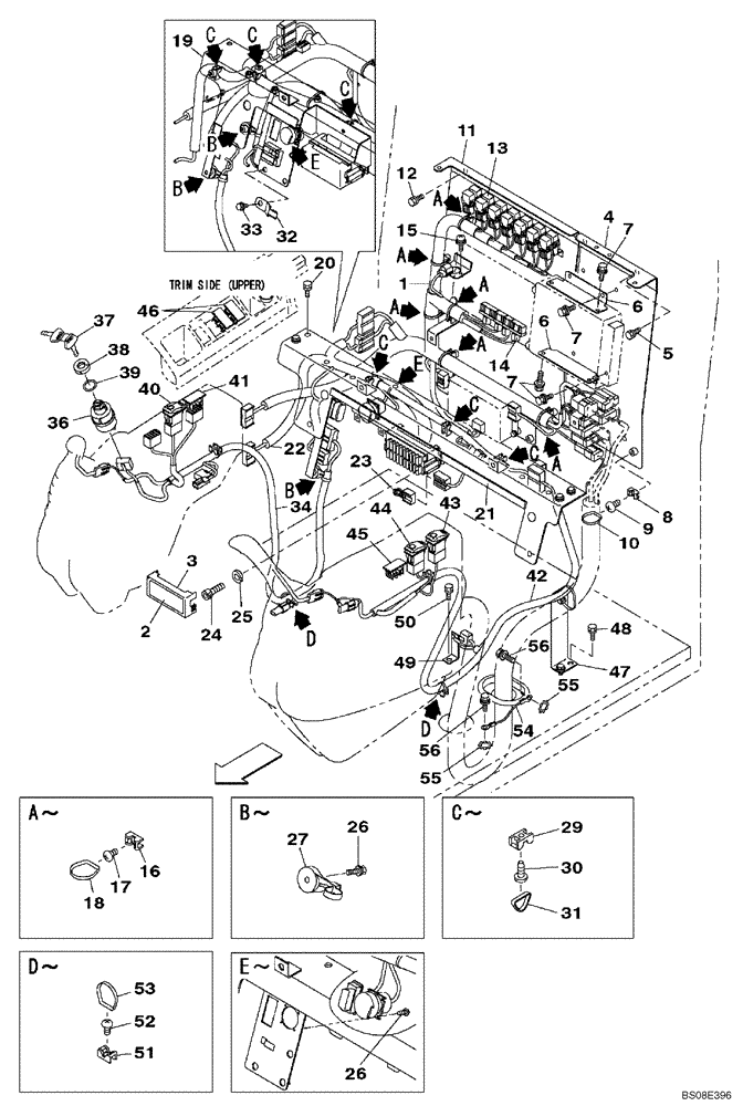 Схема запчастей Case CX700B - (04-19) - ELECTRICAL - CAB (04) - ELECTRICAL SYSTEMS