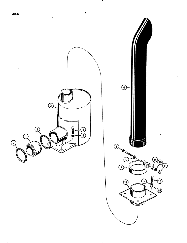 Схема запчастей Case 450B - (043A) - MUFFLER, MODELS WITH TURBOCHARGER (01) - ENGINE