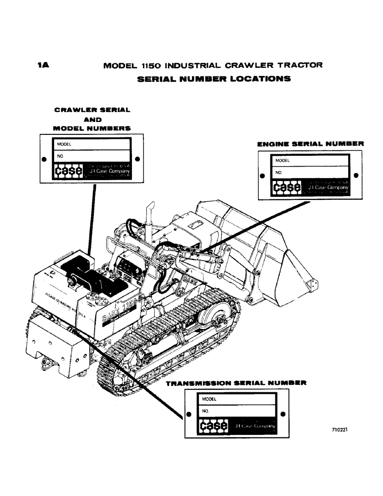 Схема запчастей Case 1150 - (001A) - SERIAL NUMBER LOCATIONS (00) - GENERAL