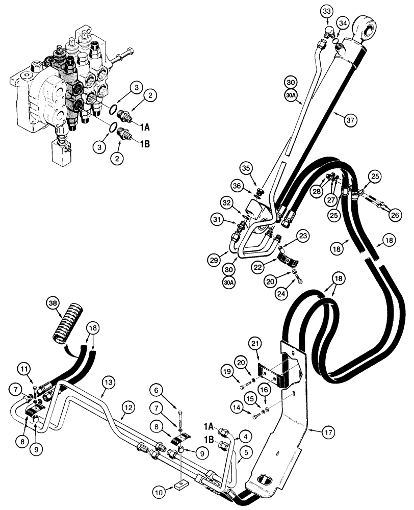 Схема запчастей Case 855E - (8-016) - LOADER BUCKET HYDRAULIC CIRCUIT (08) - HYDRAULICS