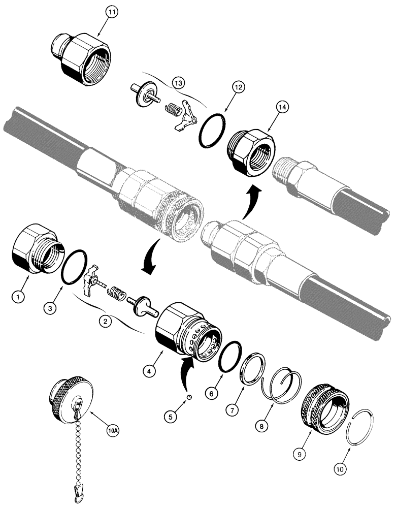 Схема запчастей Case 850E - (8-044) - HYDRAULIC QUICK DISCONNECT COUPLINGS, D52800 FEMALE COUPLING (08) - HYDRAULICS