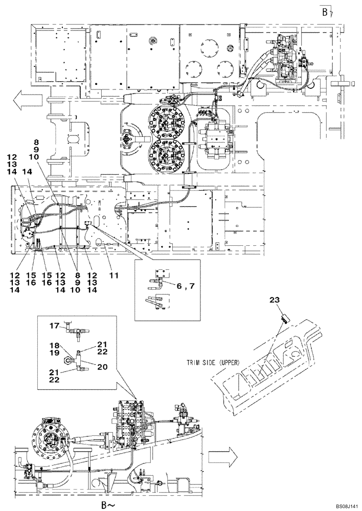 Схема запчастей Case CX800B - (08-68) - HYDRAULIC CIRCUIT - PLUG, BLANK-OFF (MULTI & SECOND OPTION PEDAL) (08) - HYDRAULICS