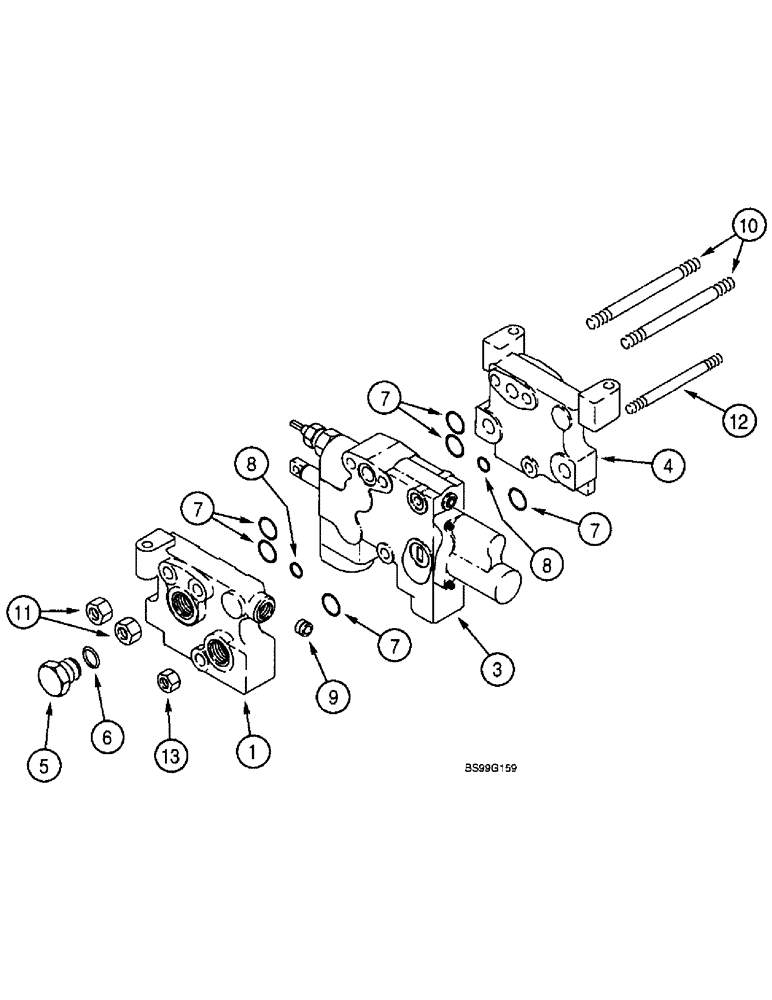 Схема запчастей Case 590SL - (9-08) - AUXILIARY VALVE, HAND HELD HYDRAULICS, ONE SPOOL (08) - HYDRAULICS