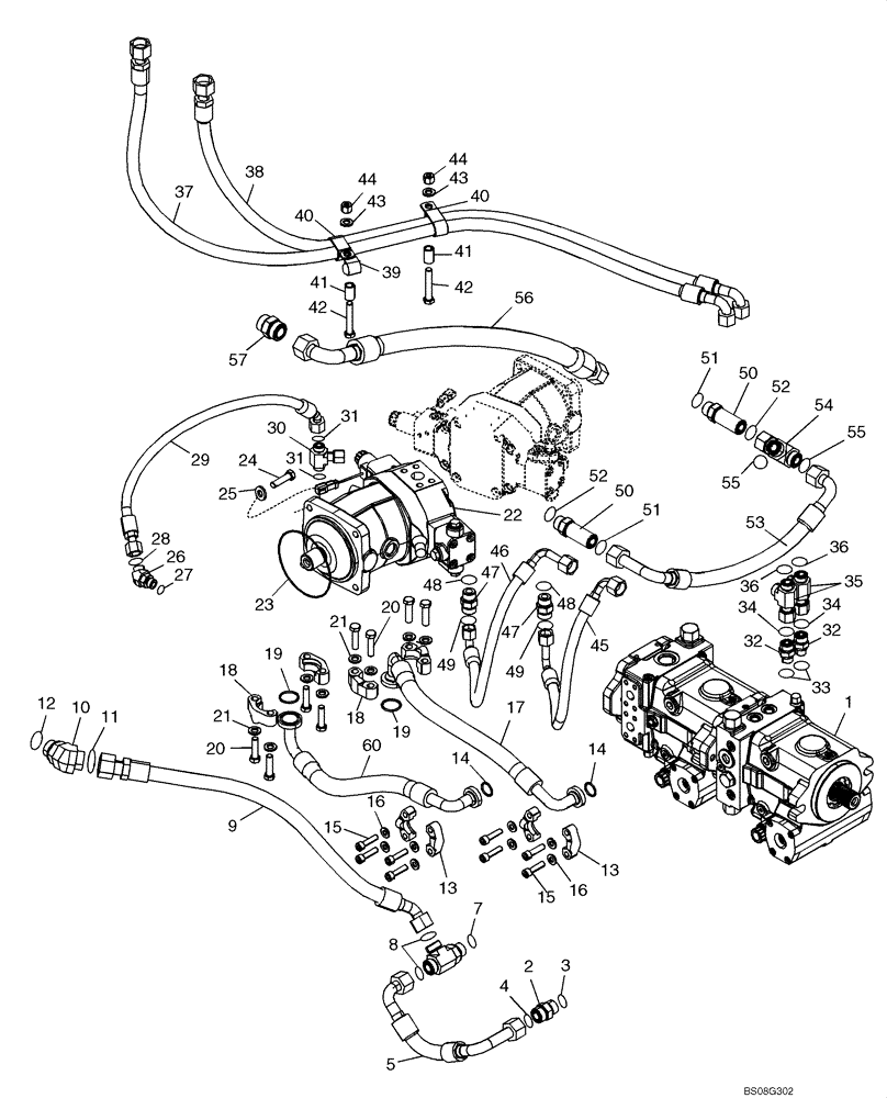Схема запчастей Case 650L - (29.212.05) - HYDROSTATICS - PUMP/MOTOR - RIGHT SIDE (29) - HYDROSTATIC DRIVE