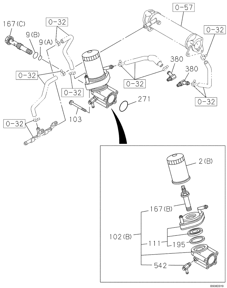Схема запчастей Case CX80 - (02-23) - OIL COOLER - ENGINE (02) - ENGINE