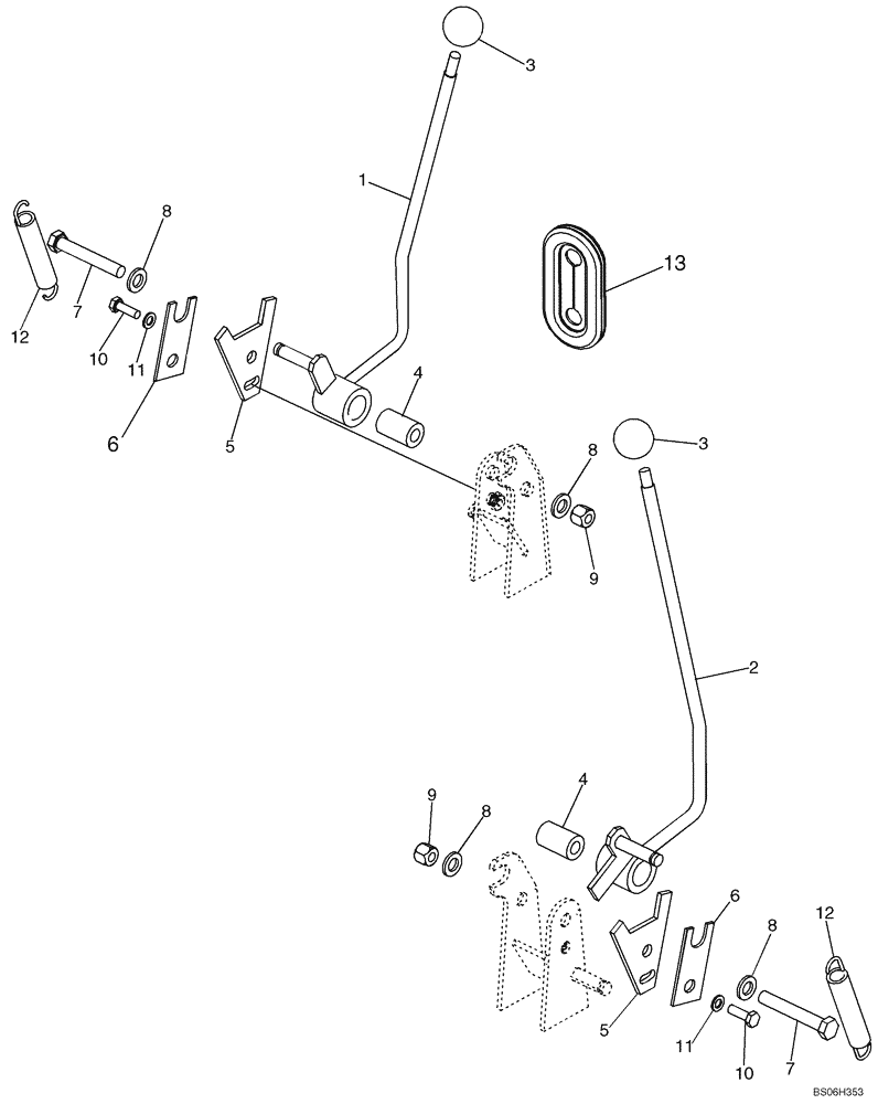 Схема запчастей Case 1150K - (07-04) - BRAKE, PARKING/LOCKOUT LEVERS (07) - BRAKES