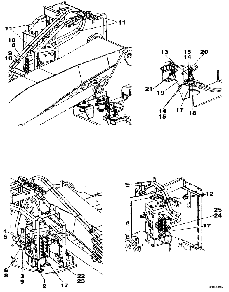 Схема запчастей Case CX135SR - (08-055) - HYDRAULICS, AUXILIARY - DOUBLE ACTING CIRCUIT (08) - HYDRAULICS