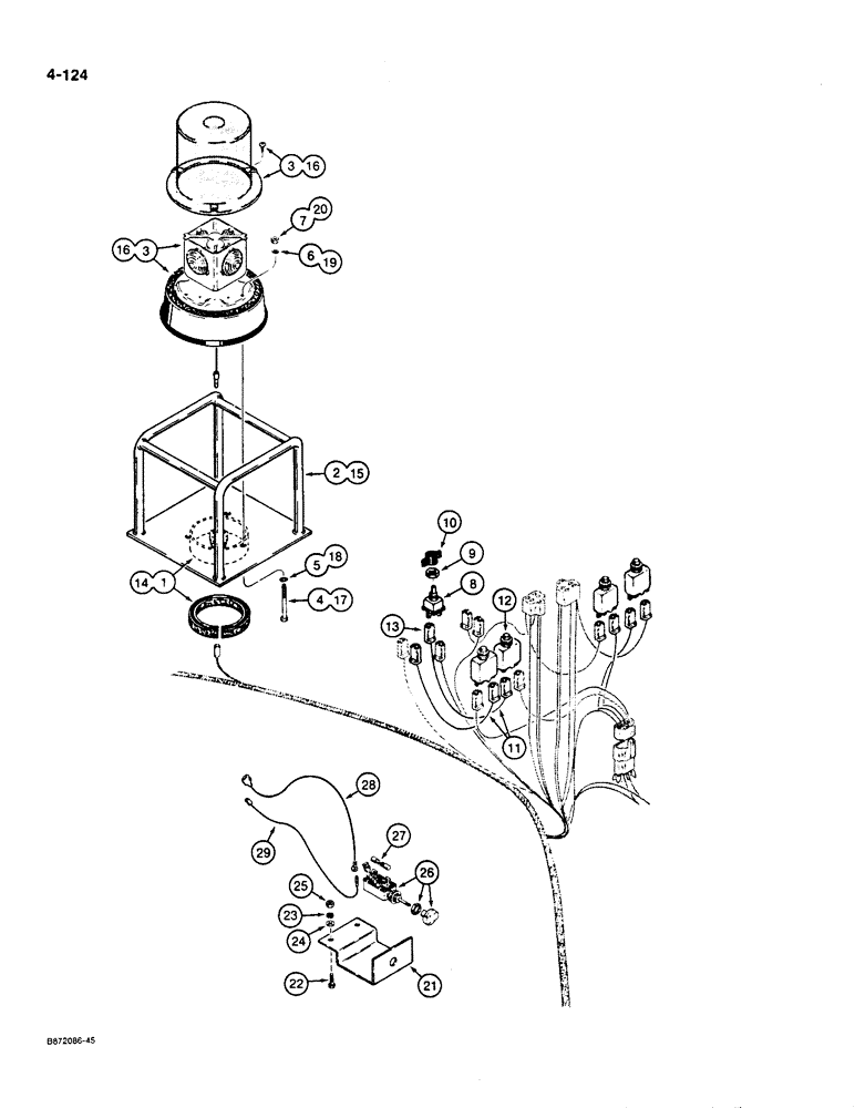 Схема запчастей Case W36 - (4-124) - ROTATING BEACON AND WIRING (04) - ELECTRICAL SYSTEMS